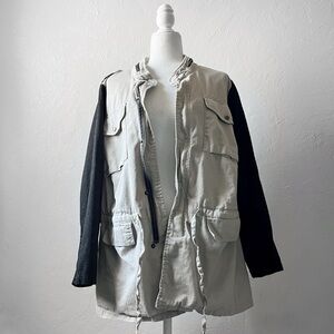 Daniel Rainn Utility Military Style Tan Navy Blue Colorblock Jacket Size 1x